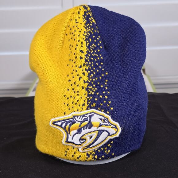 Adidas Adult Size Nashville Predators Blue And Yellow Beanie - Picture 1 of 5